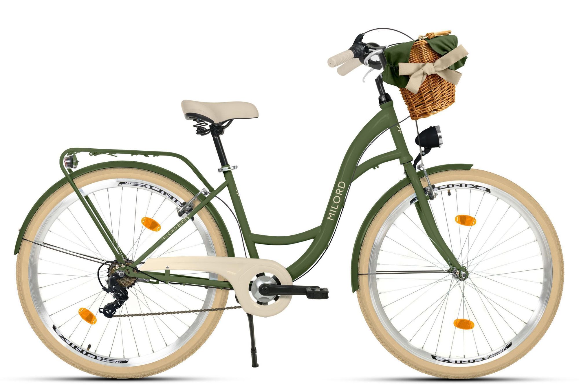 Milord Komfort Fahrrad Mit Weidenkorb Damenfahrrad, 26 Zoll, Braun, 7-Gang Shimano