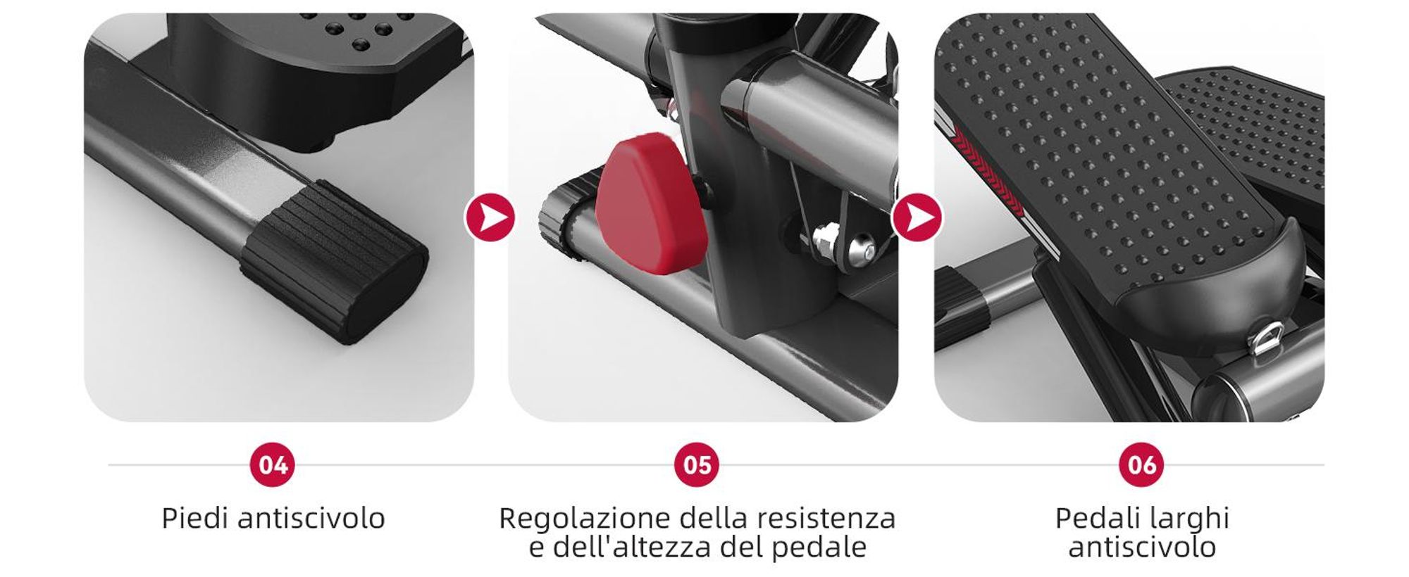 JASPORT ST1 Mini-Stepper 2-in-1 con corde, display LCD, resistenza regolabile, silenzioso e compatto, per gambe e braccia, carico max 100 kg