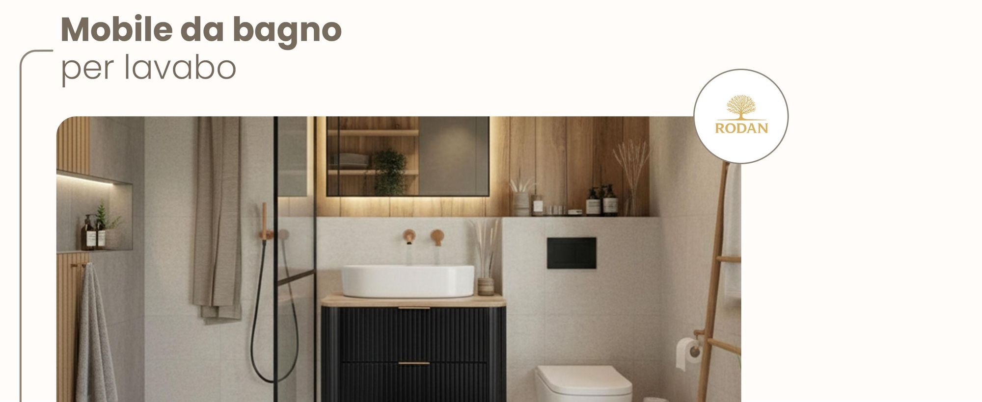 Mobile da bagno - 80 CM - Nero opaco - MDF - 2 cassetti