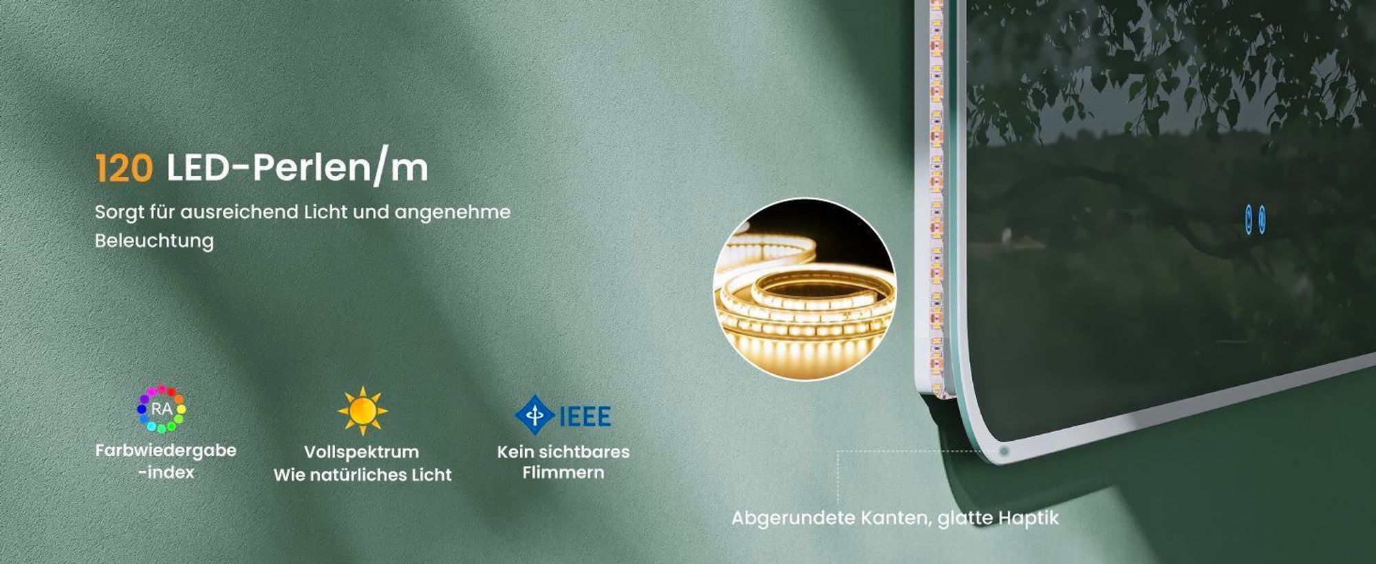 Mai & Mai Wandspiegel Badezimmer Spiegel LED 140x70cm LED Bad-Spiegel mit Touchschalter, Beschlagfrei durch Antifog-Schicht nova-02
