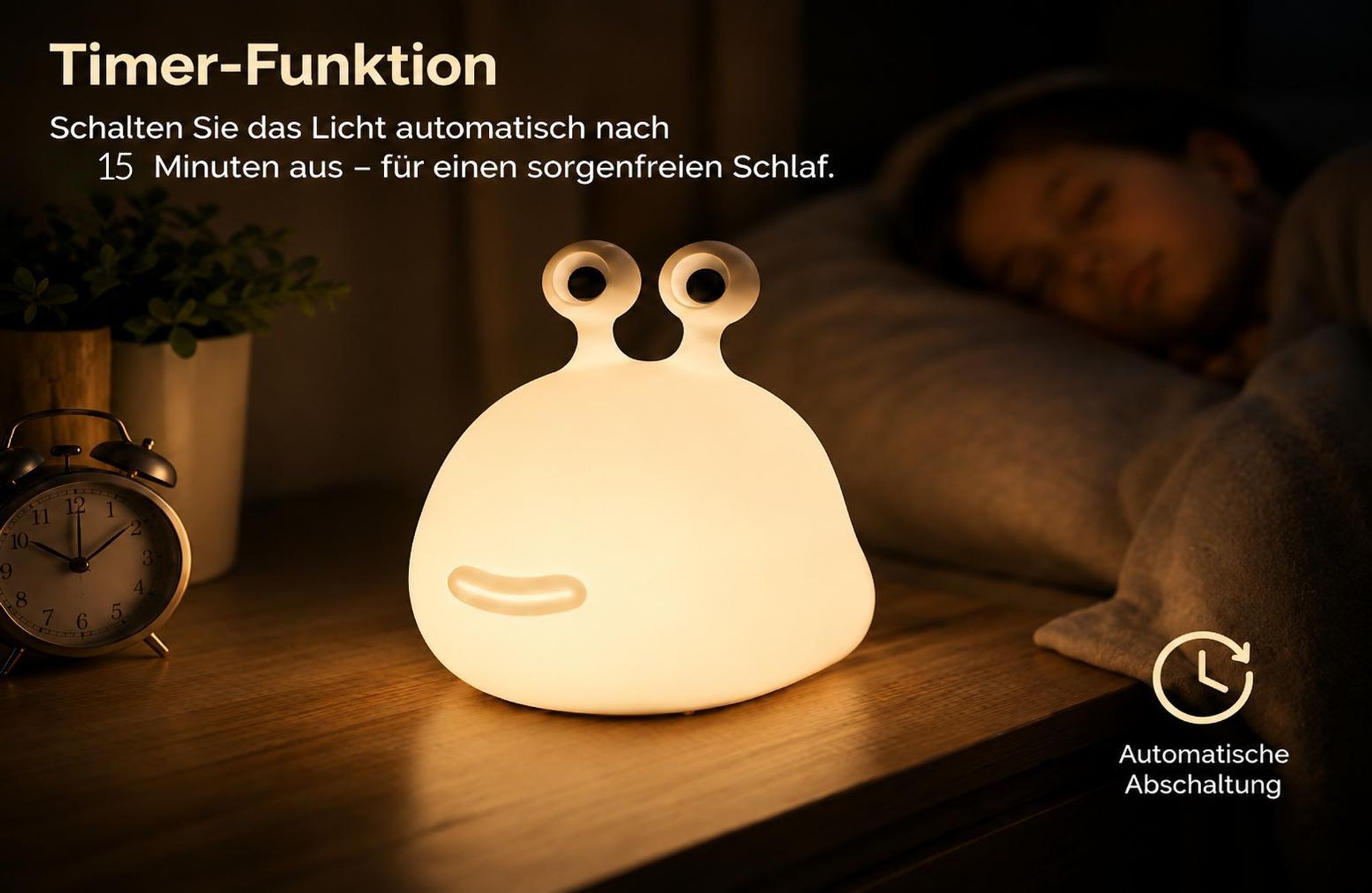 LED Nachtlicht Kids Slug Lampe Silikon Kabellos Stufenlos Dimmbar,Stilllicht mit Timer USB Wiederaufladbar Touchsensor Augenschutz Babyzimmer Warmweiß