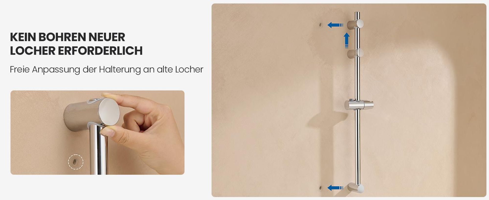 Auralum Badewannenarmatur Chrom, Messing Duschset mit 3-Funktionen Handbrause und 70cm Duschstange, Wannenarmatur verchromt mit Wanneinlauf