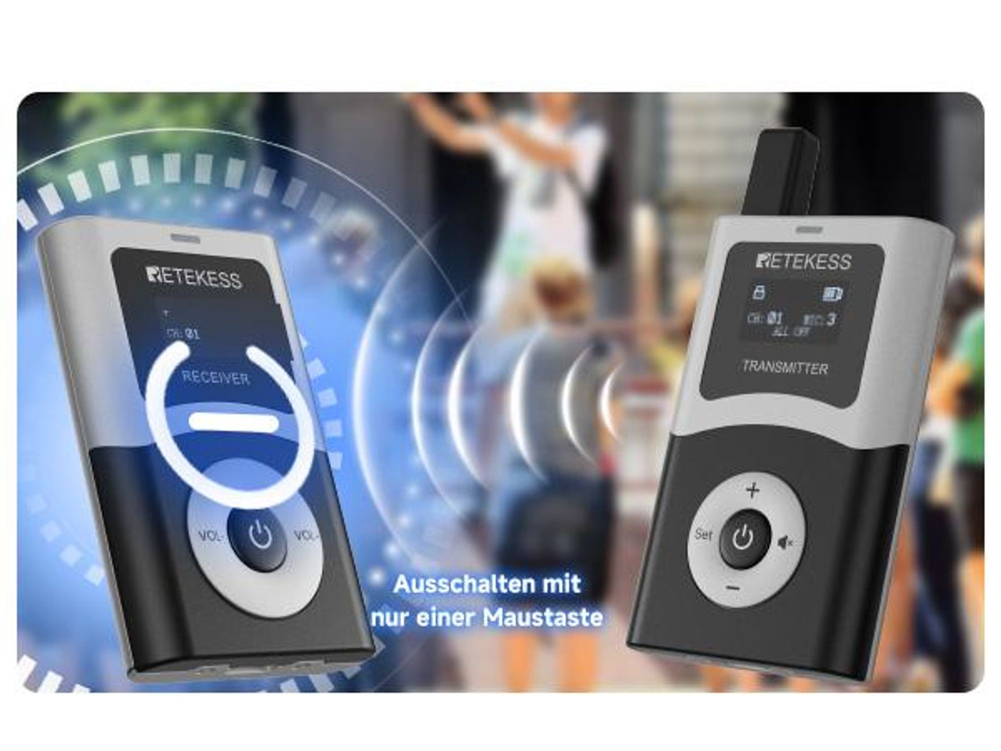 Retekess T130U (T130 4rd) Tour Guide System Set, 200M, U-Band-Reiseführersystem, Ladekoffer mit 32 Steckplätzen, Ladekoffer mit 60 Steckplätzen