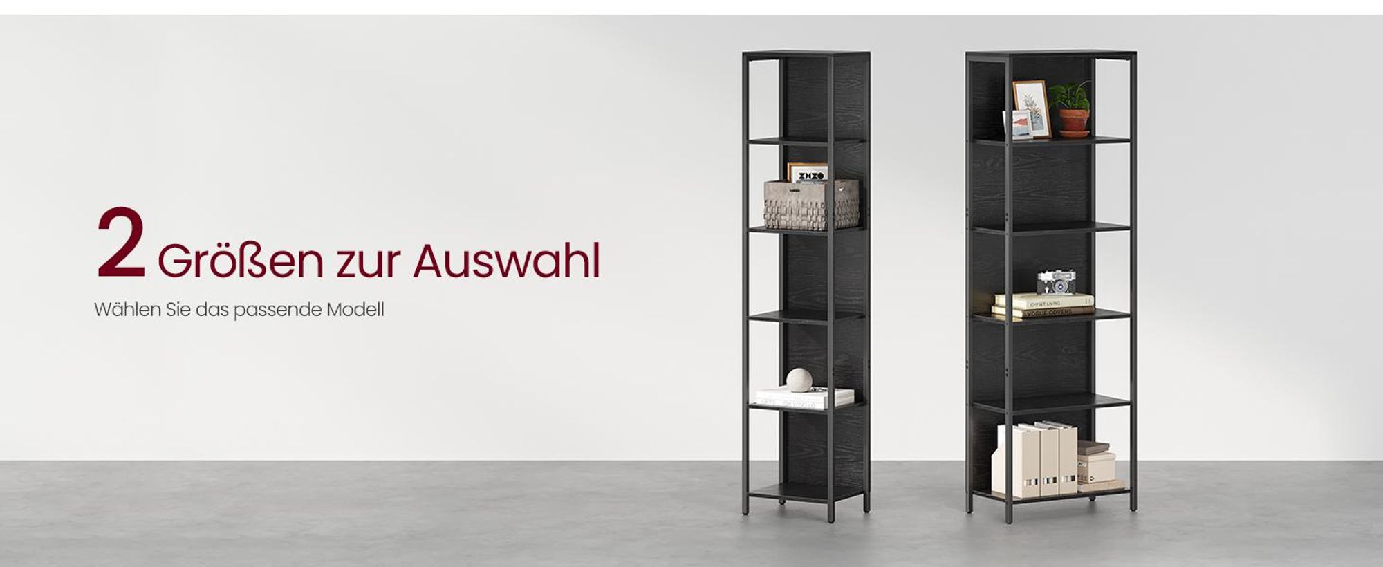 VASAGLE Bücherregal mit 6 Ebenen, Standregal mit einstellbarer LED-Beleuchtung, Regal mit Stahlrahmen, 30,3 x 40/60 x 178,6 cm, für Wohnzimmer