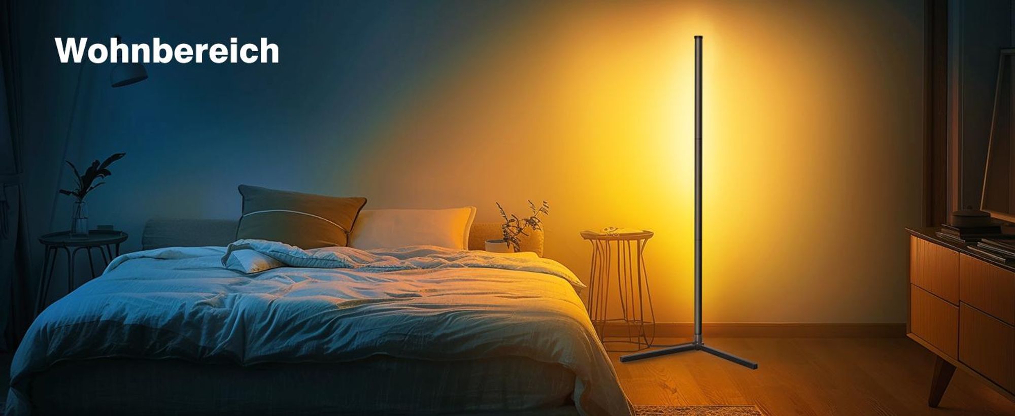 LED Stehlampe, Eckstehleuchte, Stehleuchte, Standleuchte, RGB Dimmbar mit Musik-Synchronisation, Timer, mit Fernbedienung und APP