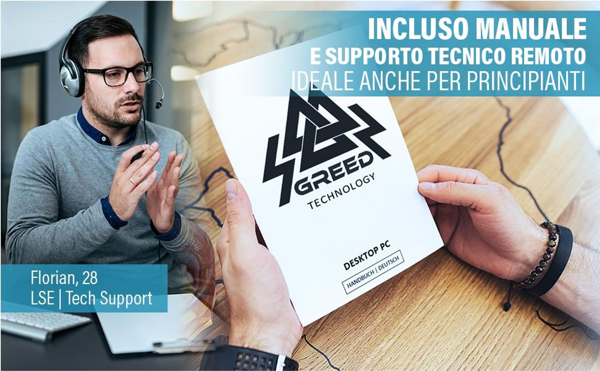 GREED® Multimedia 7 Pc - Intel Core i7 da 4,0 GHz - Computer fisso per ufficio - 16 GB RAM DDR4 - 240 GB SSD + 1 TB HDD - DVD - WiFi + Windows 11 Pro