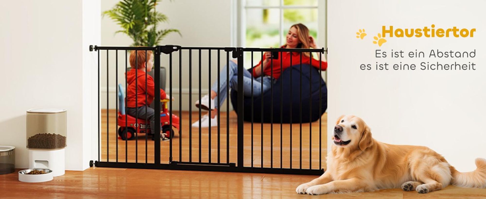 PawHut Türschutzgitter für Hunde, Treppenschutzgitter, Hundezäune, Absperrgitter