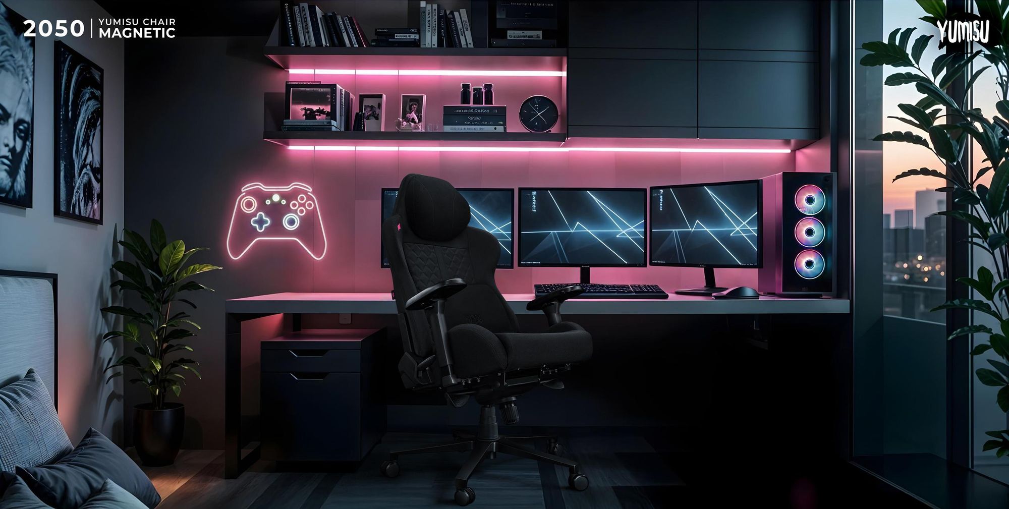 Ein eleganter Bürostuhl vor der Kulisse eines Spielzimmers