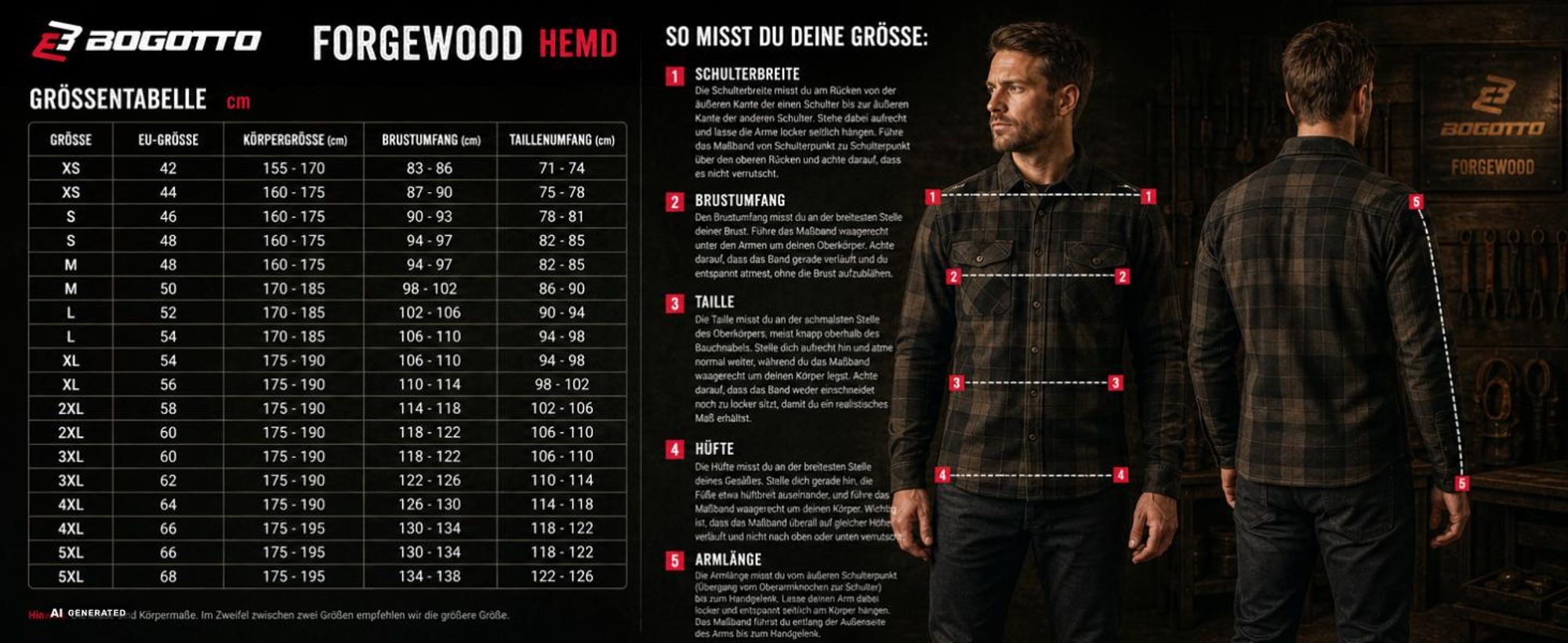 Bogotto Forgewood Motorrad Hemd, schwarz/grün, M