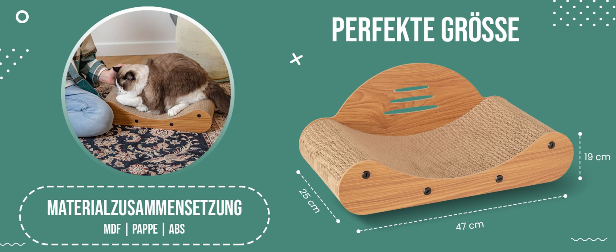 Petsona Kratzbrett Für Katzen Natürlicher Katzenkratzer Spielplatz Kratzpappe & Kratzteppich Für Katze Katzenspielzeug Selbstbeschäftigung, Natürlich