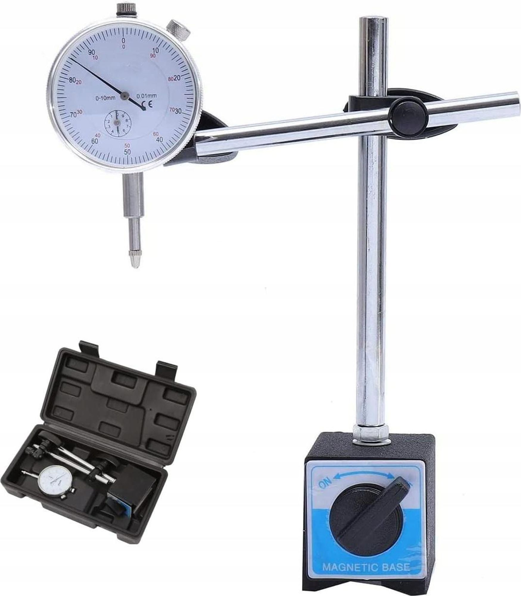 LUXTOM | Magnetický stojan, 10/0,01 mm, číselník v rozsahu měření SET, měřicí stojan
