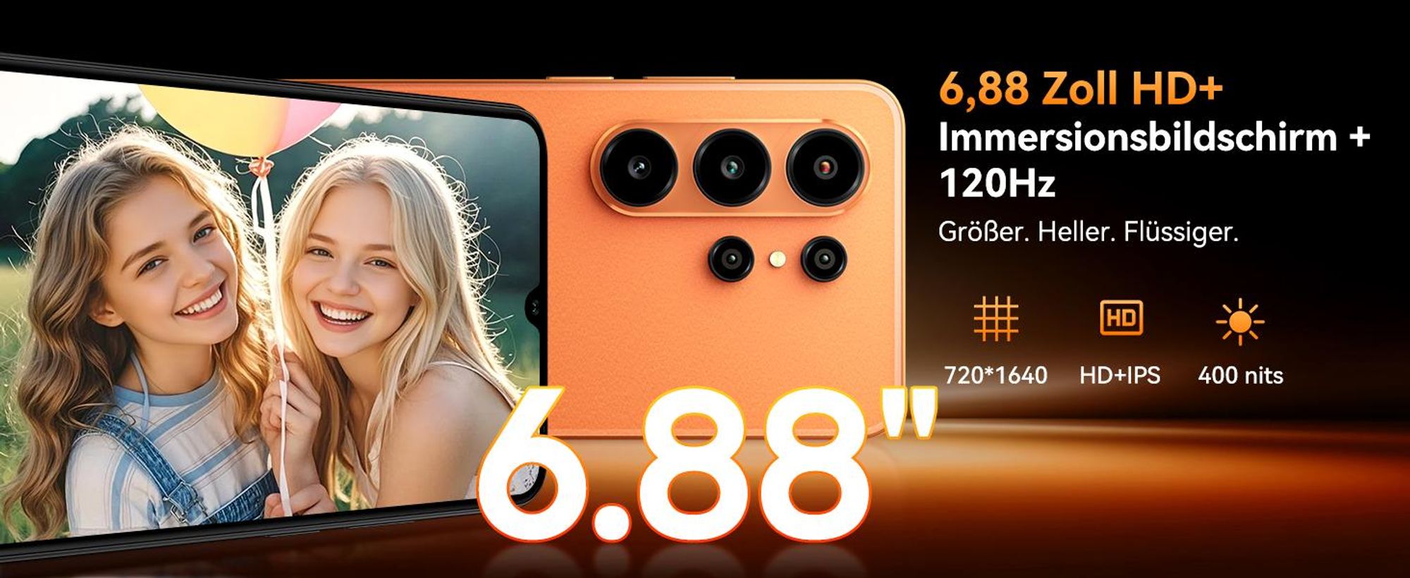 Blackview Wave 10C smartphone Ohne Vertrag, Android 16, 6.88", 120Hz, 1080p, Dual SIM, Face ID, 5000 mAh, Gemini AI, DokeOS 5.0, 1080p, 4G