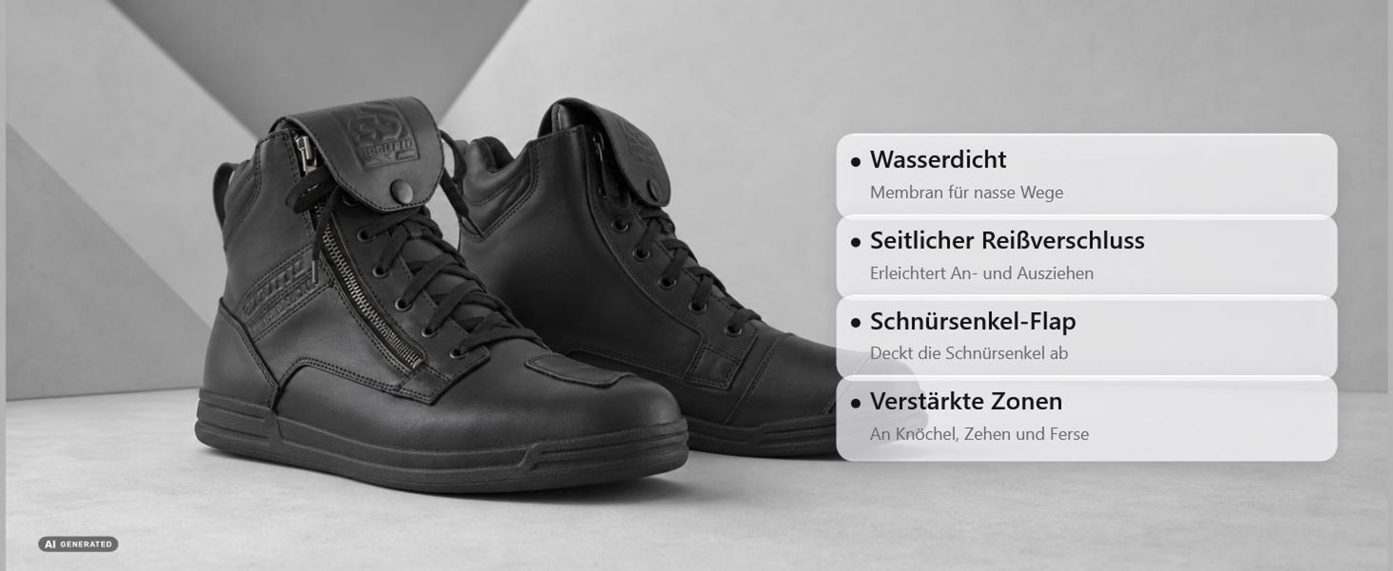 Bogotto Brooklyn wasserdichte Motorrad Schuhe, schwarz, 44