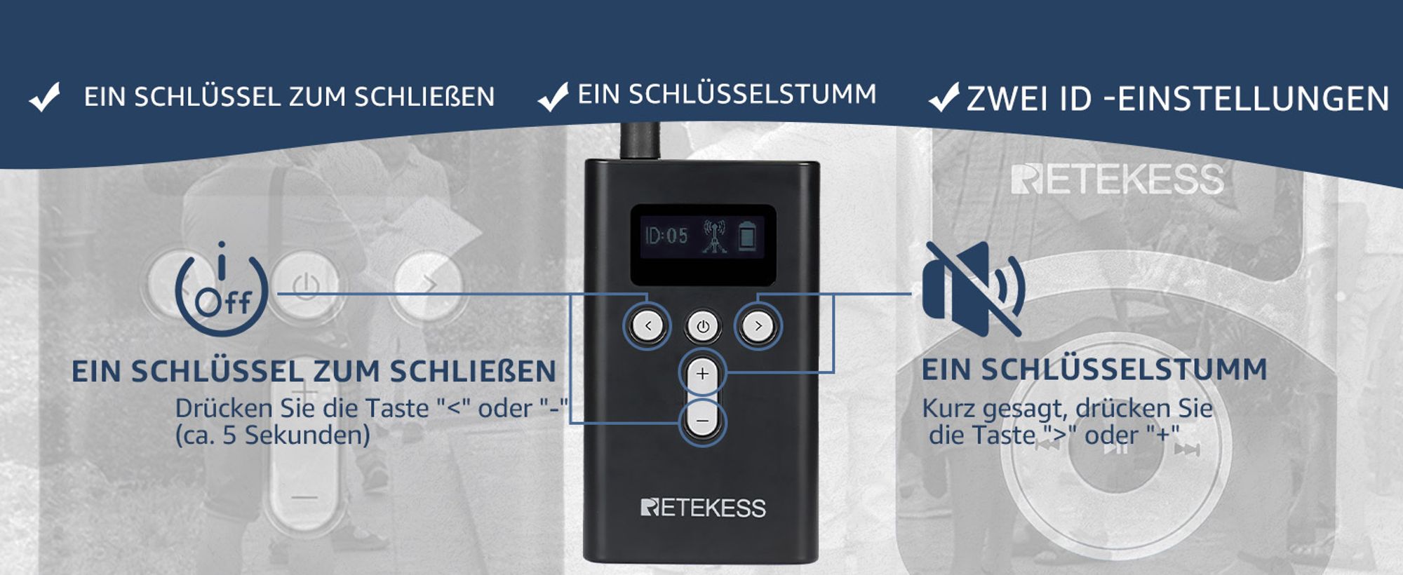 Retekess T130S Drahtloses Touristenführungssystem, 49-Kanal-Audio-Dolmetschersystem, 100M Drahtloses Erklärungssystem für Reisebüros, Fabrik, Konferenz, Hochschule, Schulung