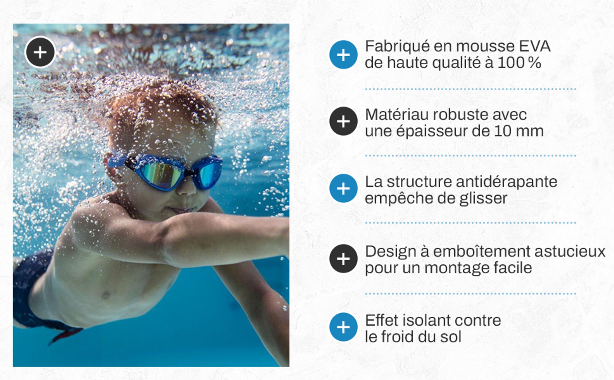 Meisterhome - Lot de 72 tapis de protection pour piscine - Tapis de sol pour piscine - 40 x 40 x 1 cm - Spas et pataugeoires – Bleu