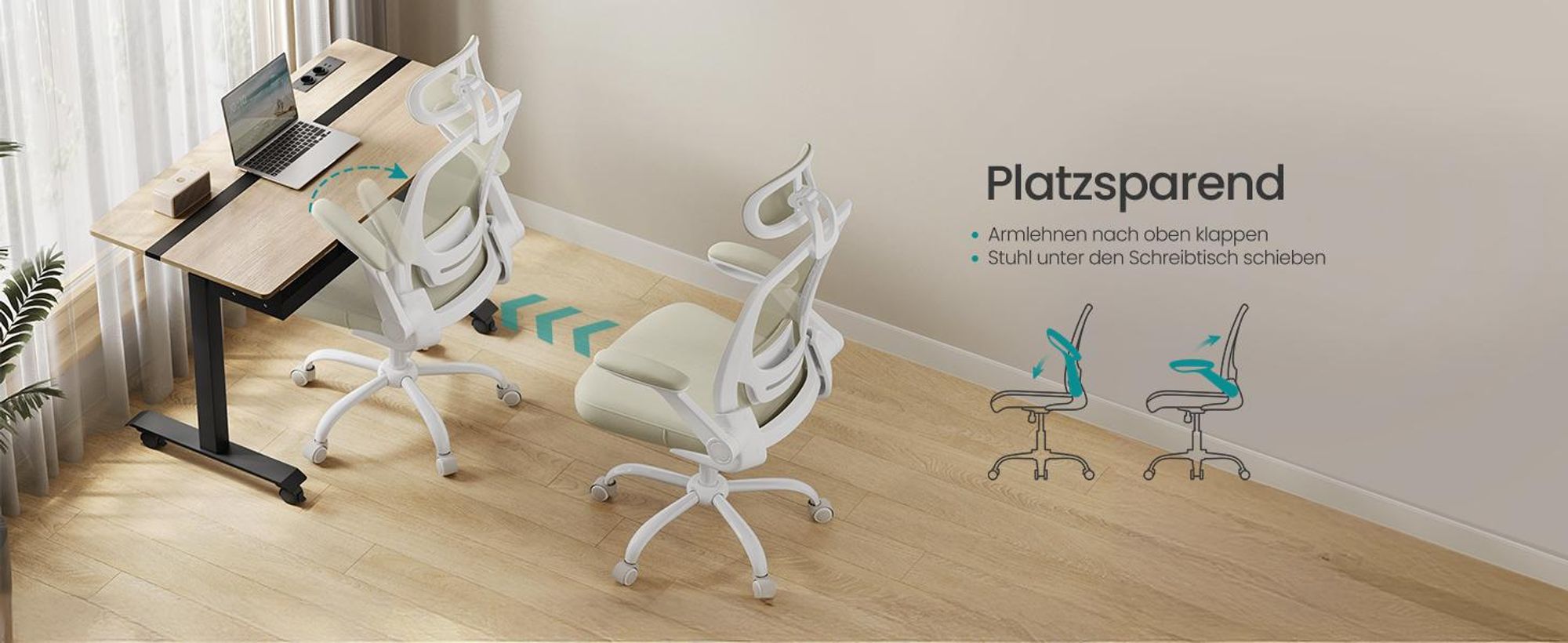 SONGMICS Bürostuhl ergonomisch, Schreibtischstuhl, Drehstuhl mit Mesh, gepolsterte Lendenstütze, Wippfunktion, 53 cm große Sitzfläche