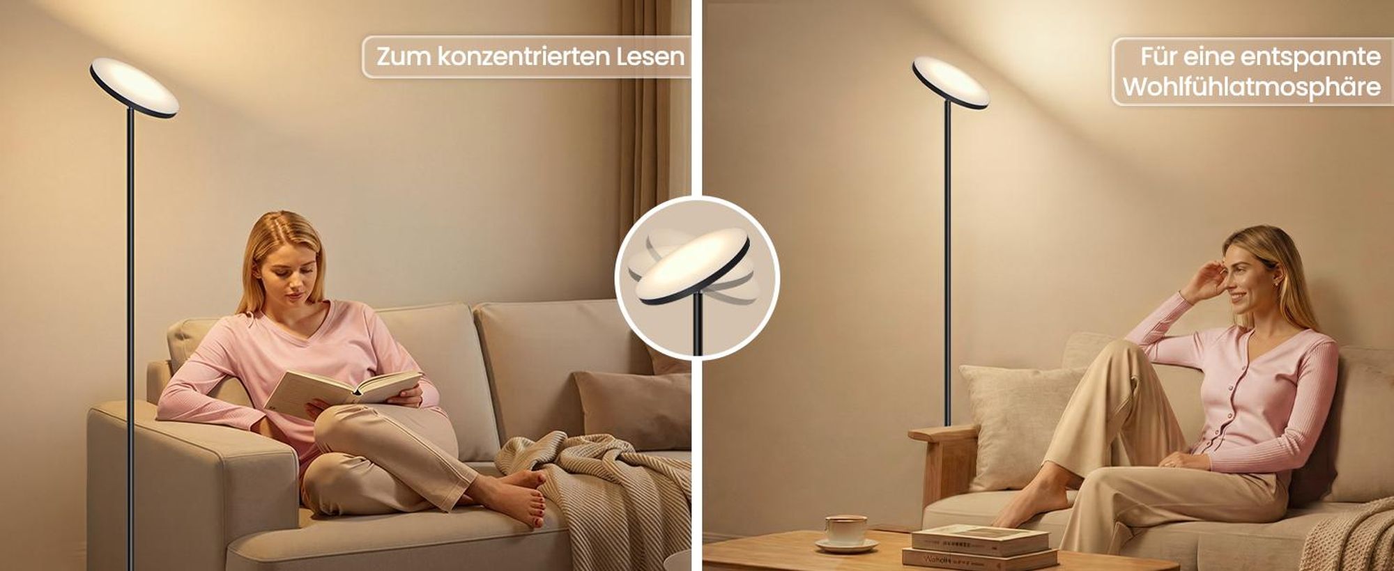 VASAGLE LED Standleuchte 30W, drehbarer Kopf, Stehlampe mit Fernbedienung, Timer, für Schlafzimmer, Memory-Funktion, schwarz