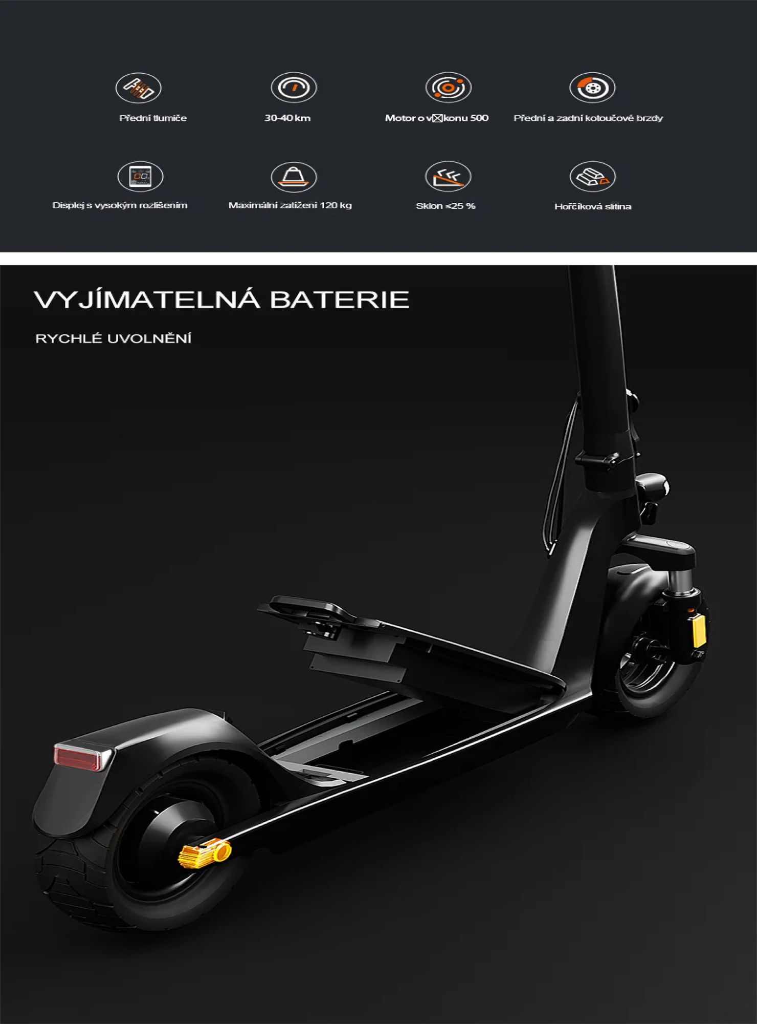 JOYOR C10E Elektrická koloběžka - 500W Motor 48V10.4AH Baterie 10 Palcové Pneumatiky ABE  Kotoučové Brzdy - Černá