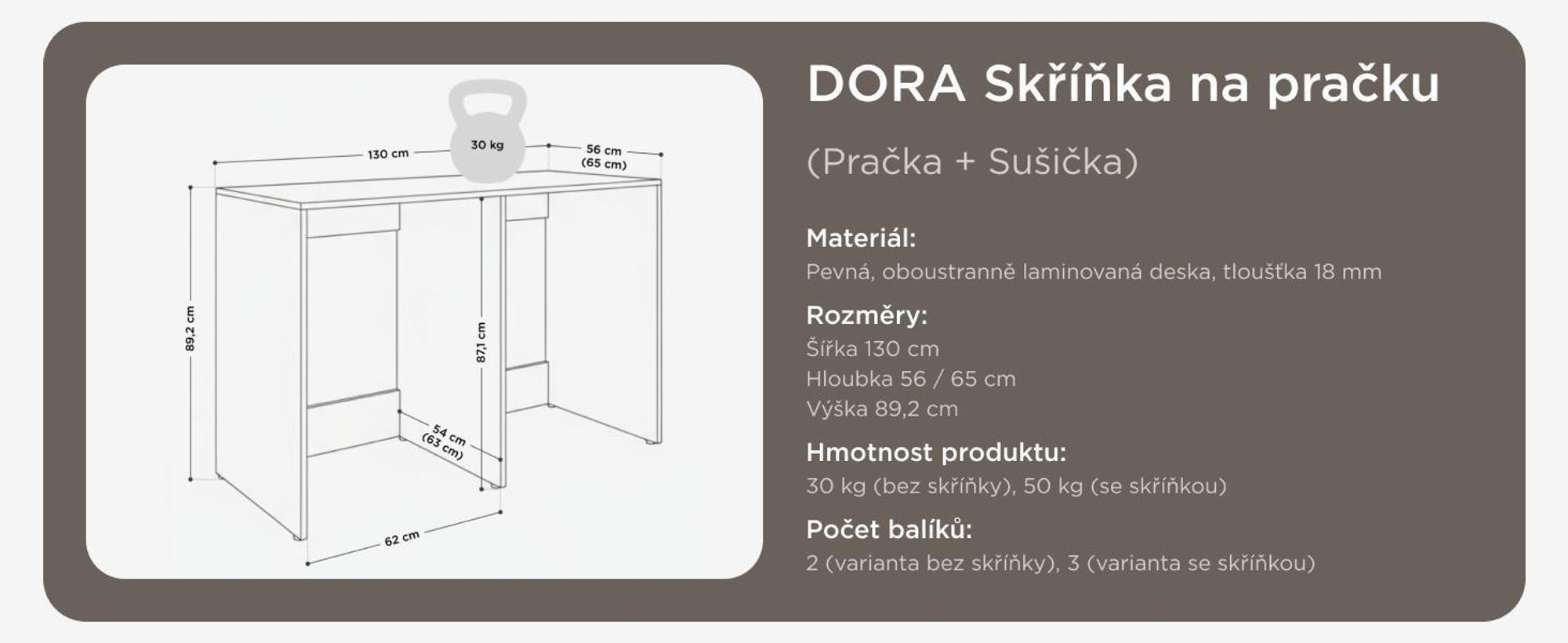 skříňka na pračku 130 cm