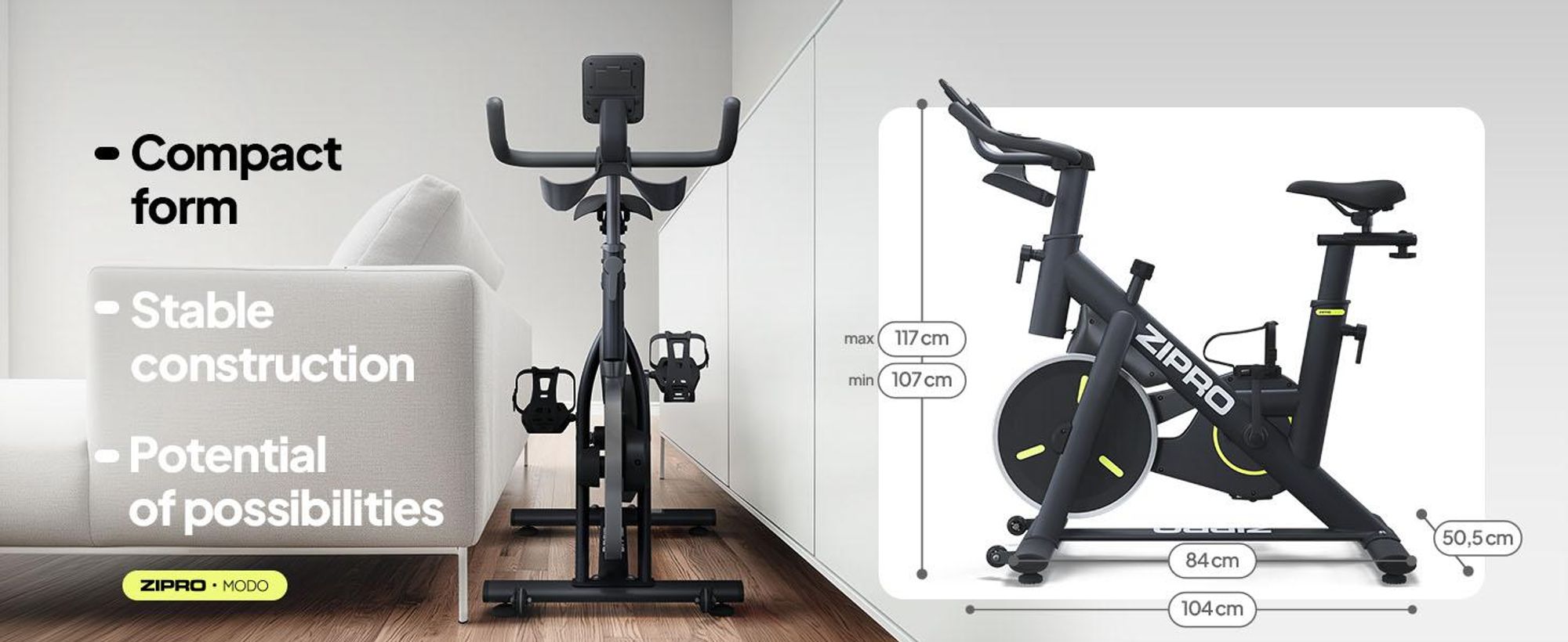 ZIPRO Domáci trenažér Modo Bluetooth aplikácia Indoor Cycle Fitnessbike Domáci trenažér Bike tichý Cardio tréning Seniori 110 kg Tréningové kolo Kinomap