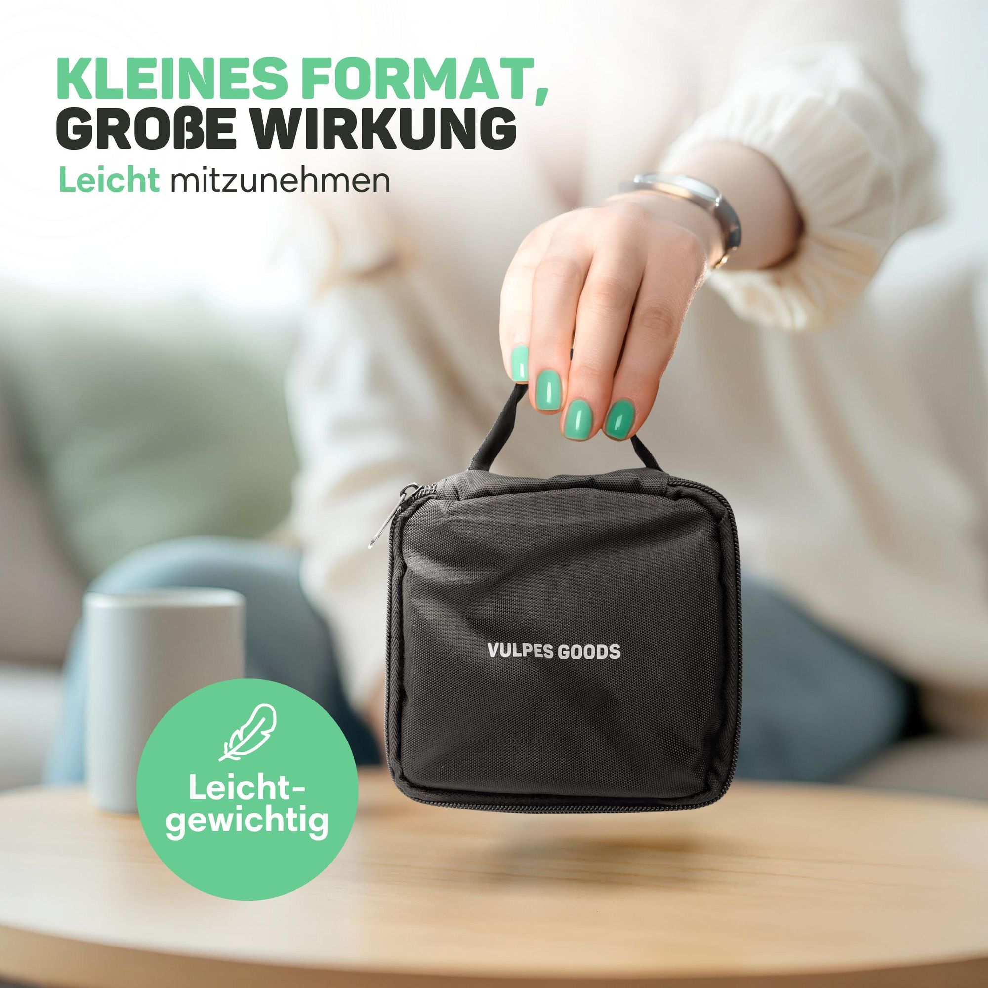 Vulpes Goods Tragbarer Inhalator-Vernebler, wiederaufladbarer leiser Vernebler, tragbare Mini-Inhalatoren, tragbarer Luftbefeuchter für Atemprobleme bei Kindern und Erwachsenen, Inkl. 3 Mundstücke und Reisetasche