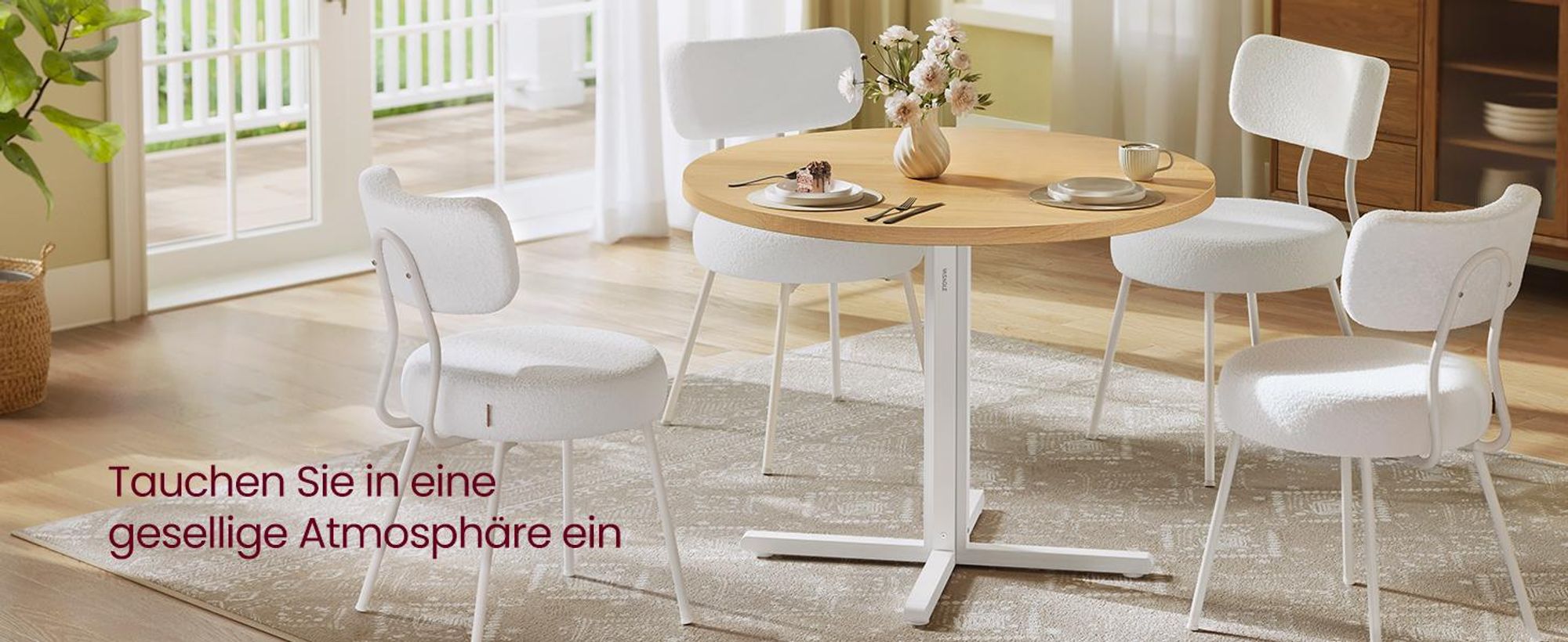 VASAGLE Esstisch rund, Esszimmertisch, klein Küchentisch für 4 Personen, Landhausstil, wasserresistente Oberfläche, 80 cm d, 74,8 cm H, für Esszimmer