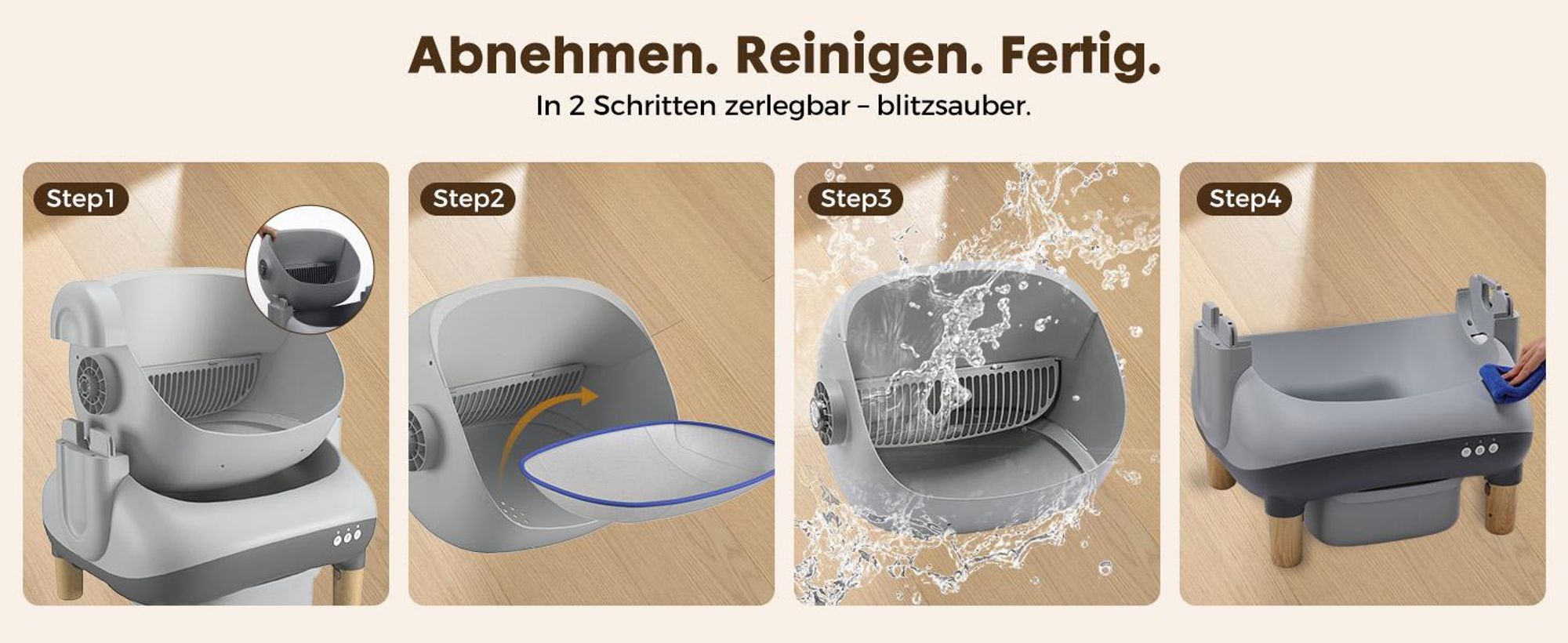 Katzentoilette Oben offene Automatische Katzenklo selbstreinigend Katzentoilette XXL Große Fassungsvermögen,App-Steuerung,für mehrere katzen