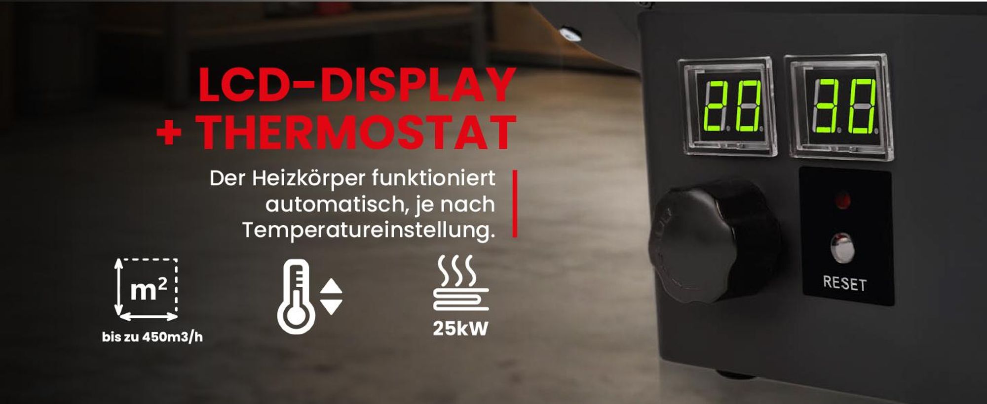 Starke Gasheizgebläse mit Druckregler und Thermostat