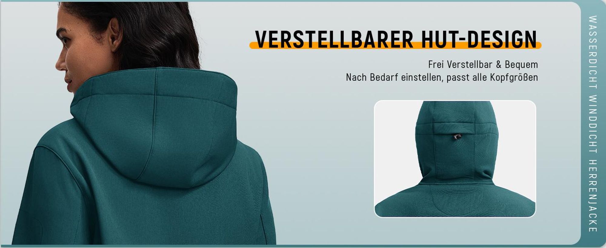 BUBW Damen Softshell Jacke mit Kapuze (Lagoon M), wasserdicht winddicht, elastisch warm mit Kationengewebe für Outdoor Aktivitäten