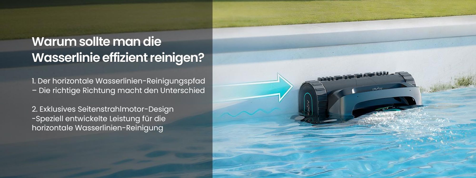 AIPER Scuba S3 Poolroboter Wand und Boden, Wasserlinien-Parkfunktion, Intelligente Sensor-Navigation