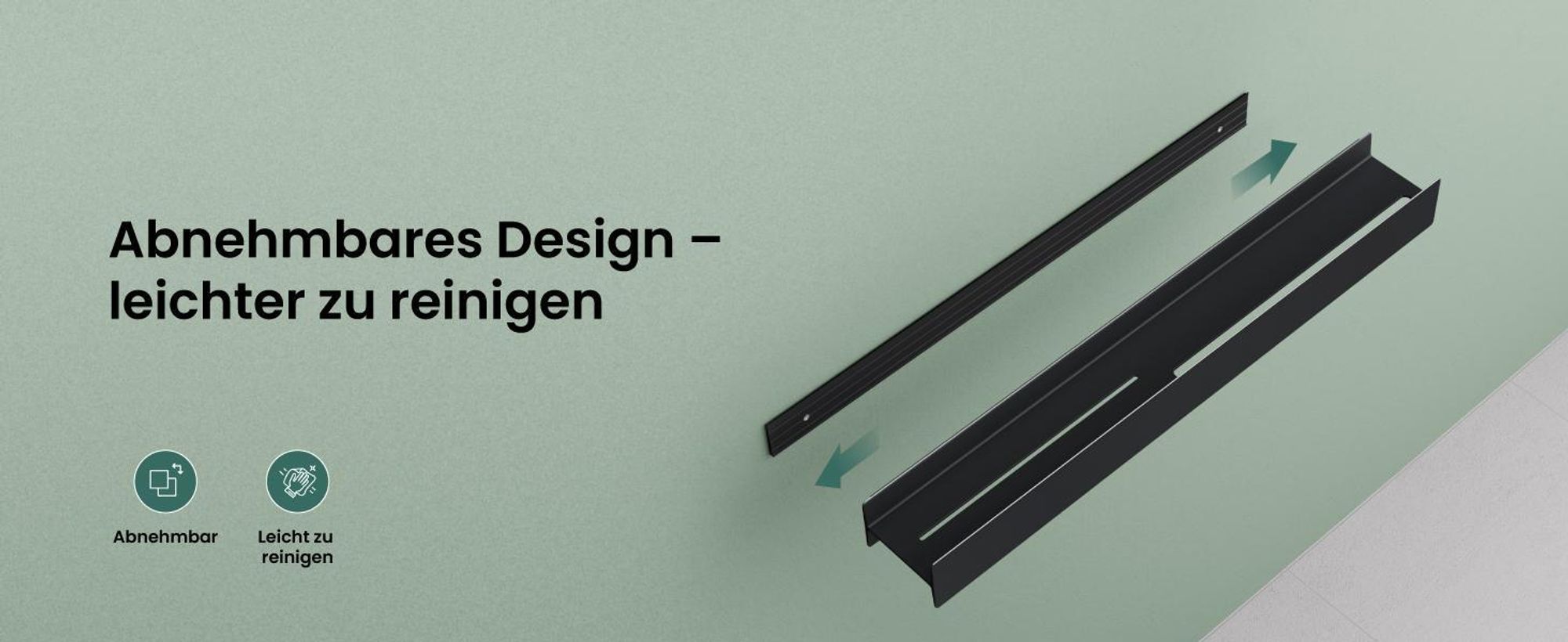 Mai & Mai Duschablage zum Bohren oder Kleben Duschregal Badablage 40cm Badezimmerablage zur Wandmontage Badezimmer Organizer Matt weiß Reglo-03