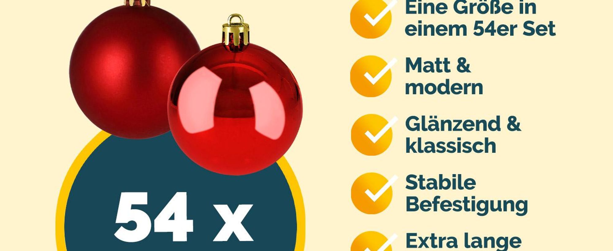 DEUBA Weihnachtskugeln 54er Set Ø 6 cm aus Kunststoff Braun