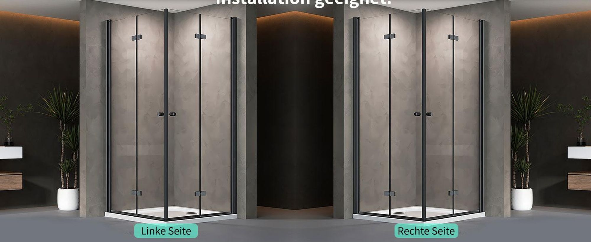 Falttür Duschkabine 90x90x185cm Eckeinstieg Duschabtrennung Doppelt Falttüren Eckdusche Faltbar Duschwand Schwarz Faltdusche aus ESG-GLAS