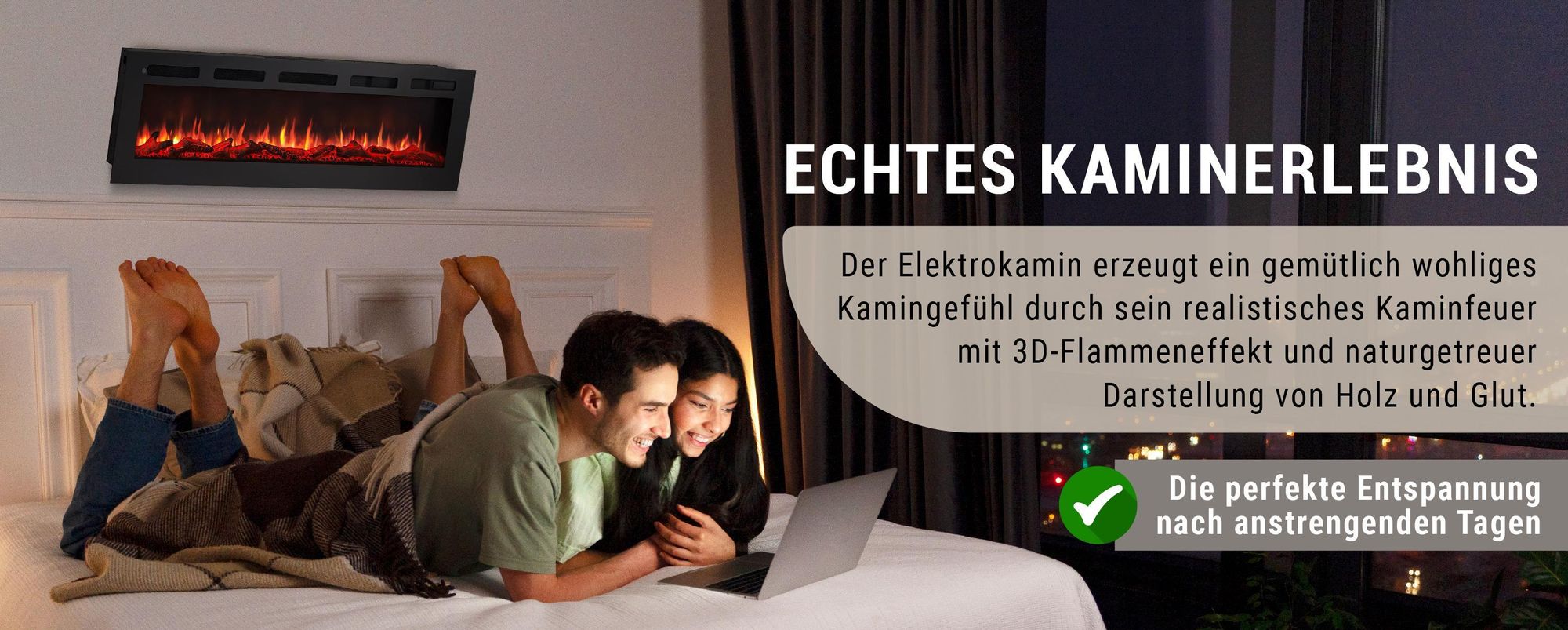 Elektrokamin Einbaukamin BALDERIA Leif 60 – Heizung bis 1800 W, schwarz