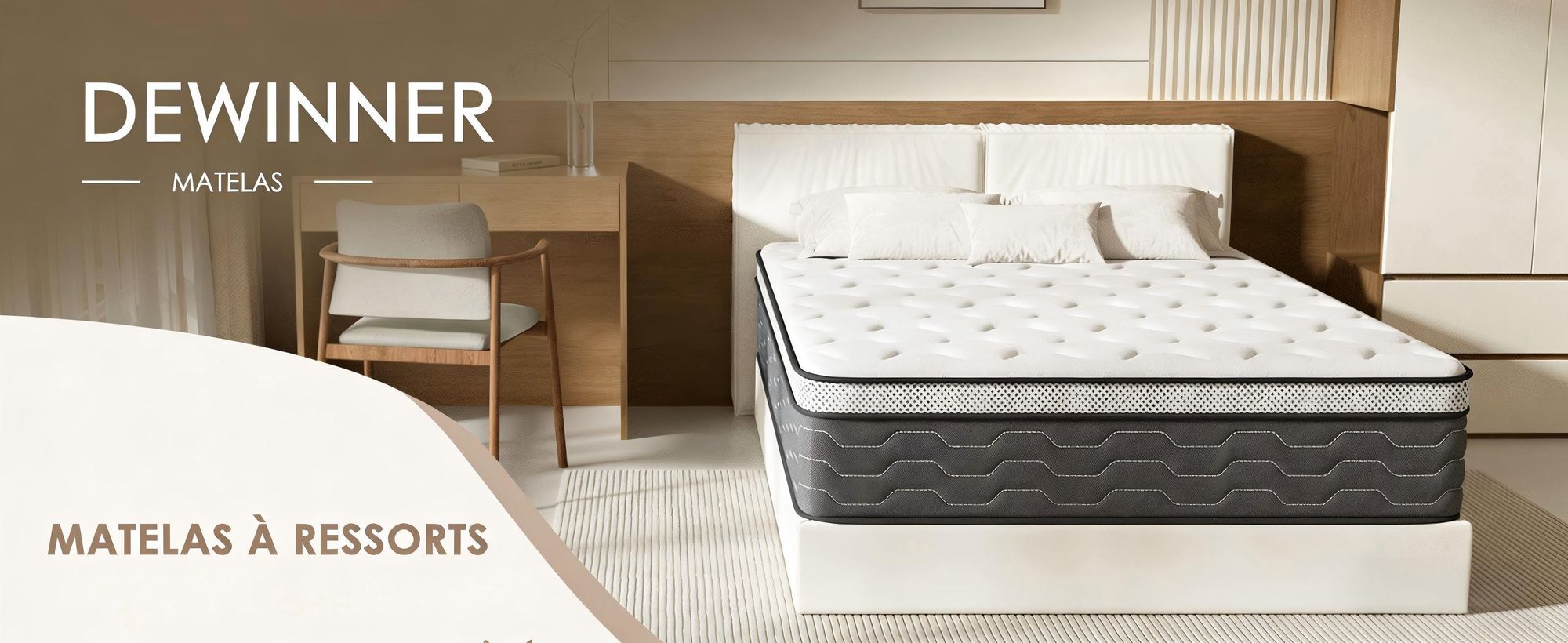 DEWINNER Matelas 120x190 cm Ressorts Ensaches, épaisseur de 30CM - Matelas à Ressorts ensachés et à mémoire de Forme，Ergonomique,Respirant