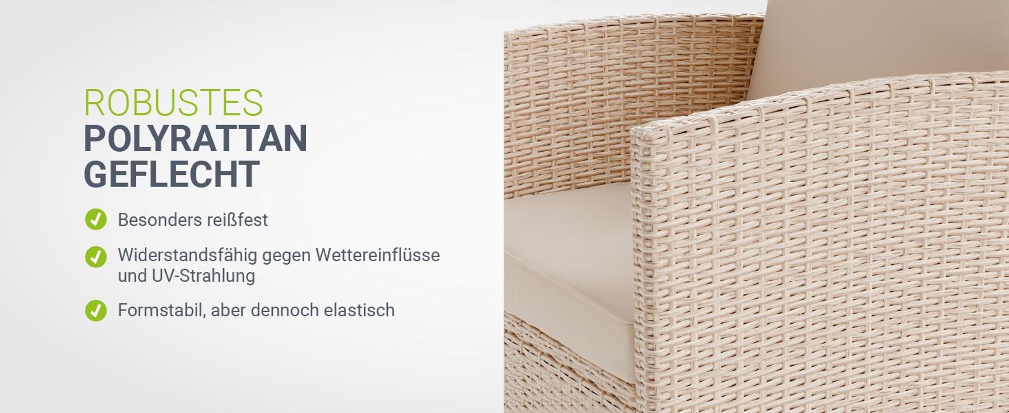 Juskys Polyrattan Gartenmöbel Sitzgruppe Turin Set 6 teilig - Outdoor Möbel Creme / Sand