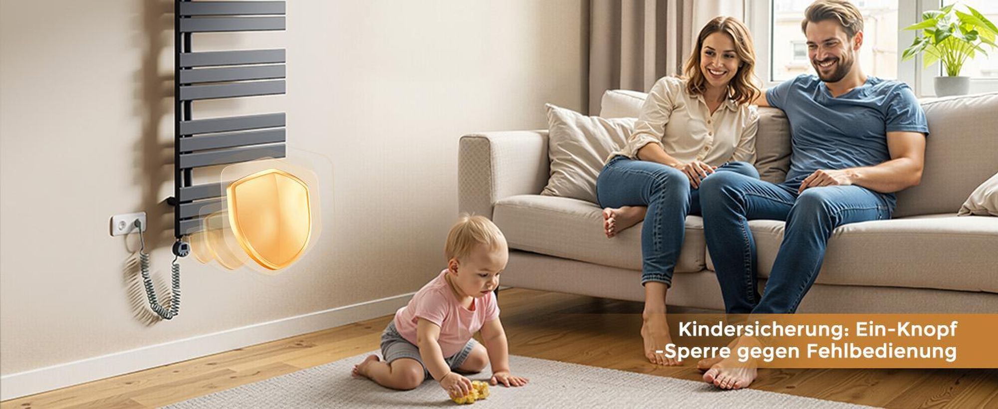S’AFIELINA Heizstab mit Thermostat 1200W, programmierbarer Timer & LCD-Anzeige, WiFi, für Badheizkörper, Edelstahl, intelligente Steuerung, Anthrazit