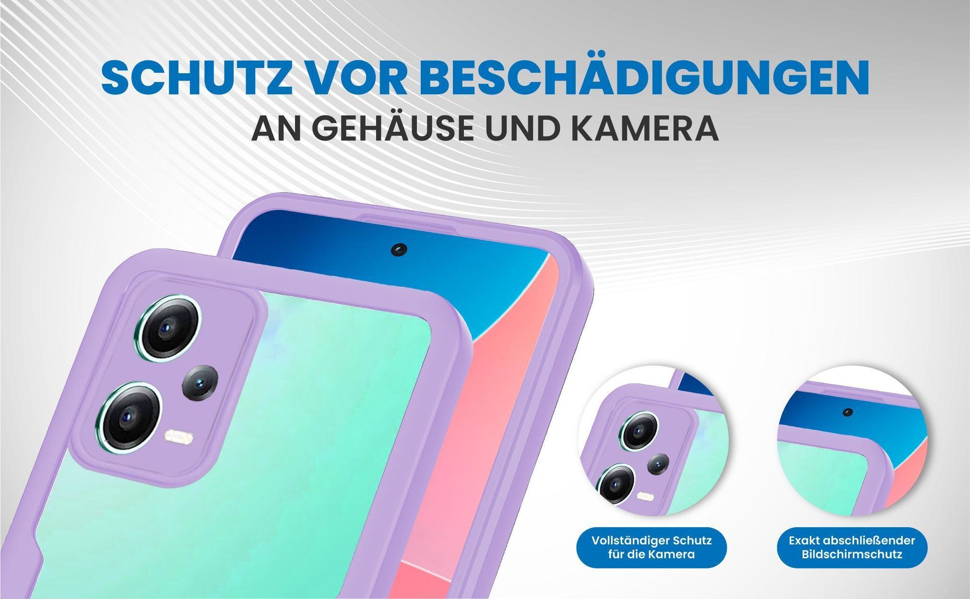 Violette 360 Grad Handyhülle für Xiaomi Redmi Note 12 Pro+ 5G Front und Backcover