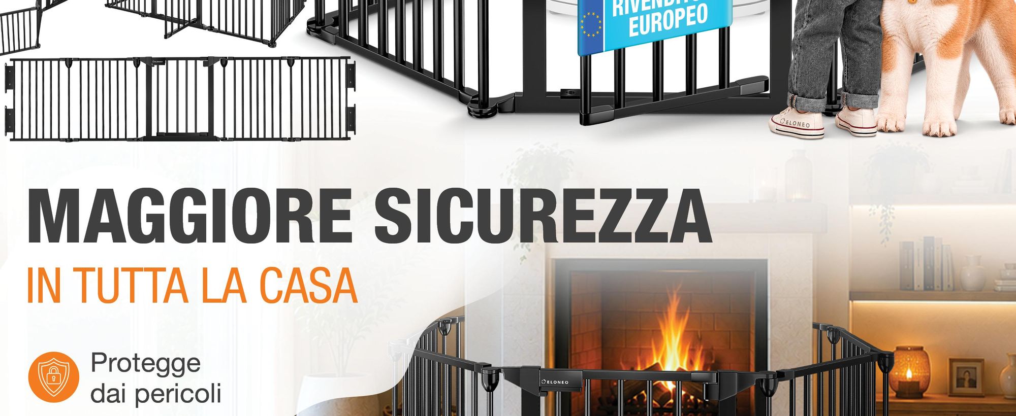 Griglia di protezione per camini ELONEO, alta 75 cm, griglia di sicurezza in metallo con chiusura di sicurezza, protezione per bambini, barriera per scale, porta scorrevole, recinto per cani