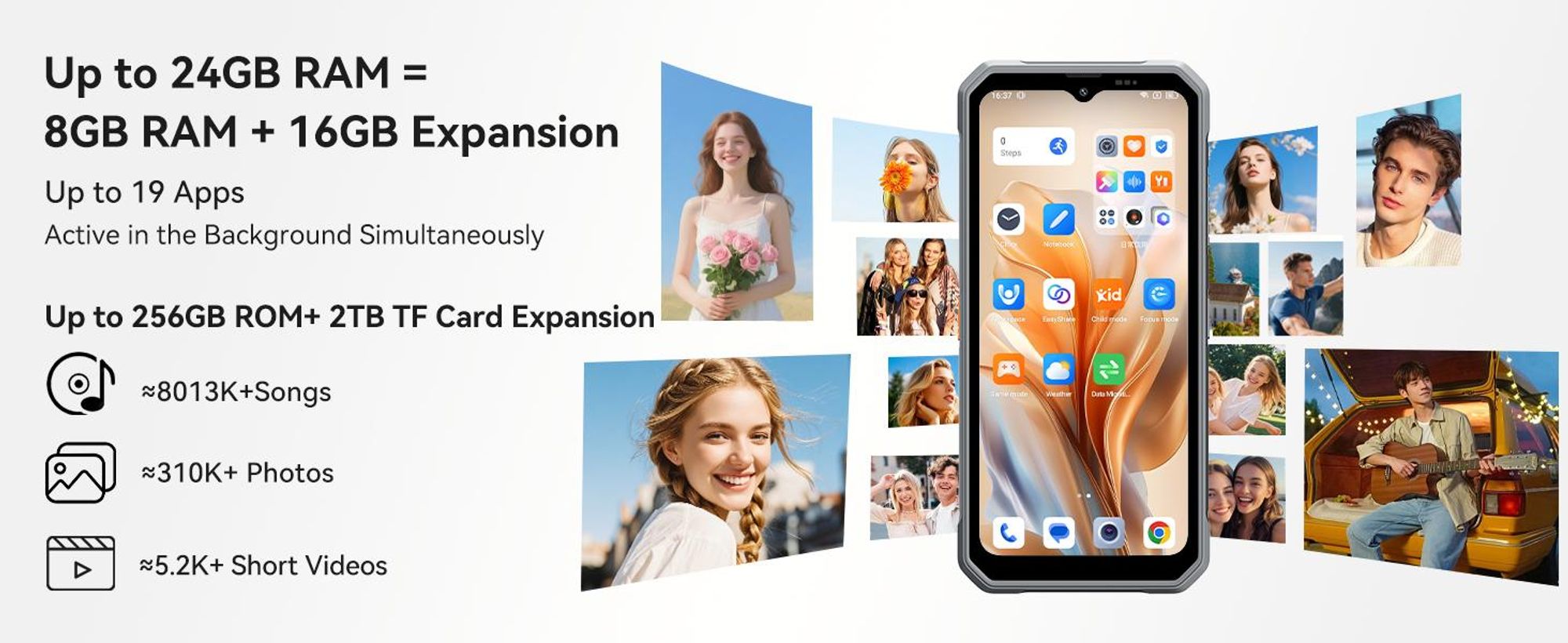 Blackview FORT 2 Outdoor Handy,6.56", 24 GB+256GB/2TB, Ultra-Dünn 10.7 mm,Android 15, IP68/IP69K,5000 mAh,90Hz,4G Dual/NFC/OTG/GPS/245g,16MP+13MP