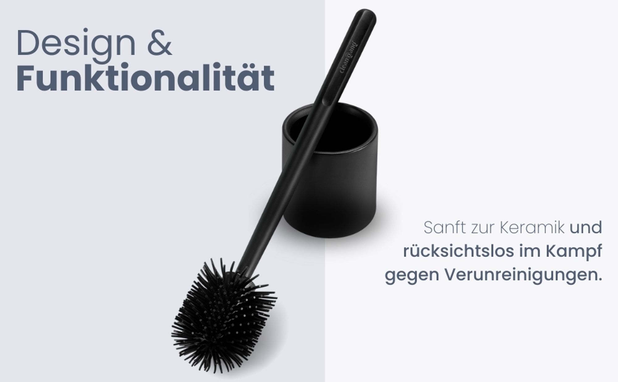 Cleangang® Klobürste Toilettenbürste WC Bürste Schwarz Silikon mit klobürstenhalter Set - WC Garnitur - schnell trocknende Klobürste in zeitlosem Design