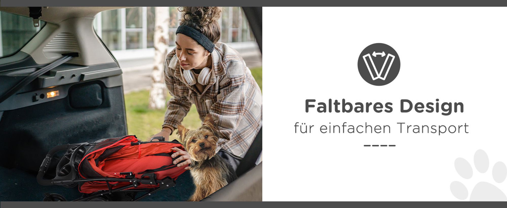 PawHut Hundewagen Hundebuggy mit Klappfunktion Pet Stroller für kleine Hunde und Katzen Haustierwagen Katzenbuggy Oxford Rot 67 x 45 x 96 cm