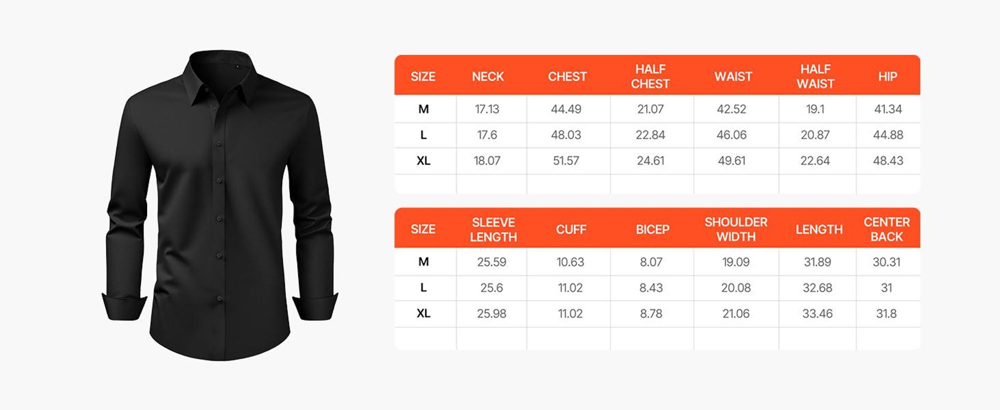 VEVOR Herrenhemd M, Langarmhemd, knitterfrei, Freizeithemden, Bügelfrei, Businesshemden, weicher Stretch-Stoff für Business, Freizeit oder formelle Anlässe, Arbeit, Hochzeit, Abendessen, Schwarz