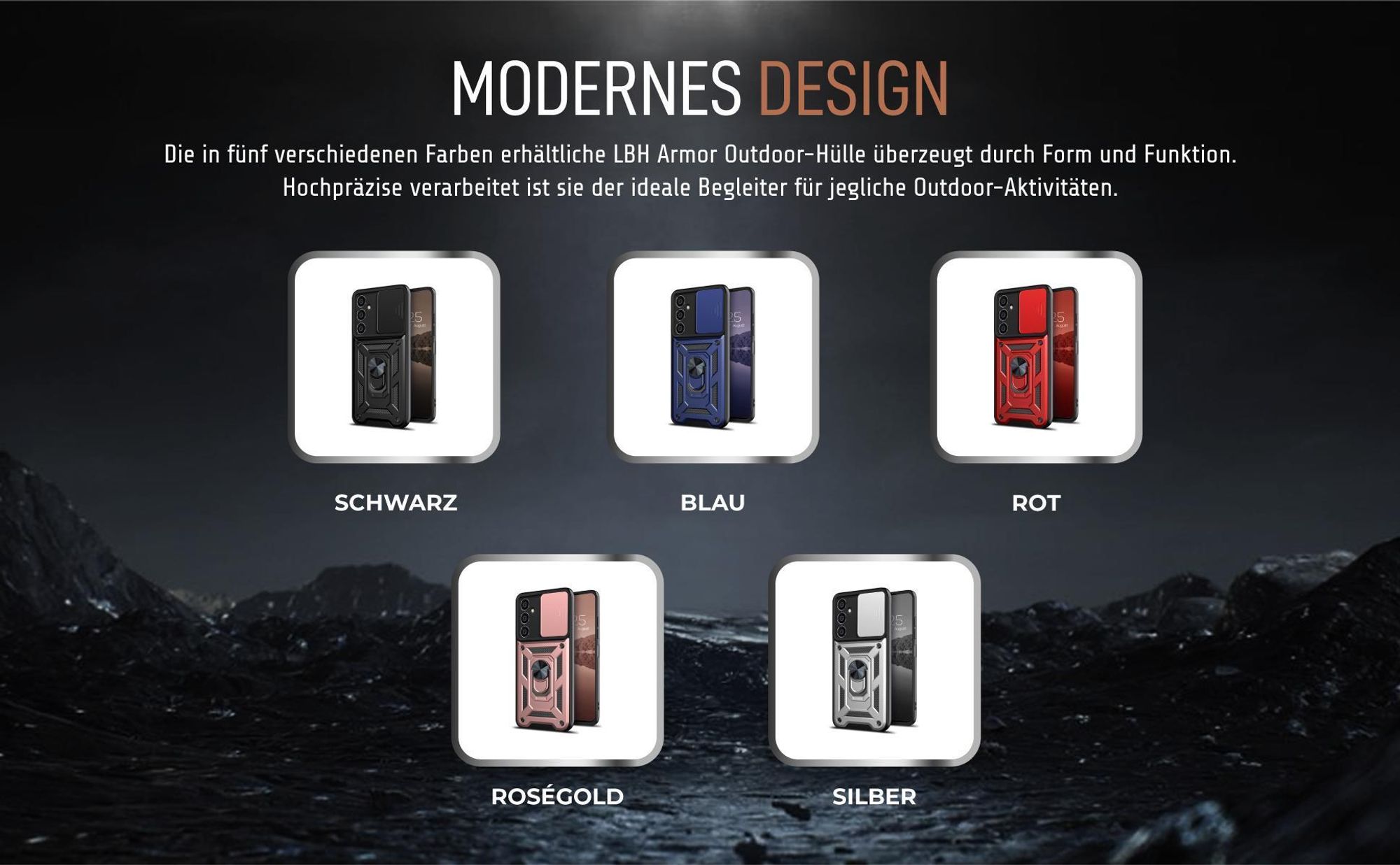 Armorhüllen in Schwarz, Blau, Rot, Rosegold und Silber für Samsung Galaxy A54 5G