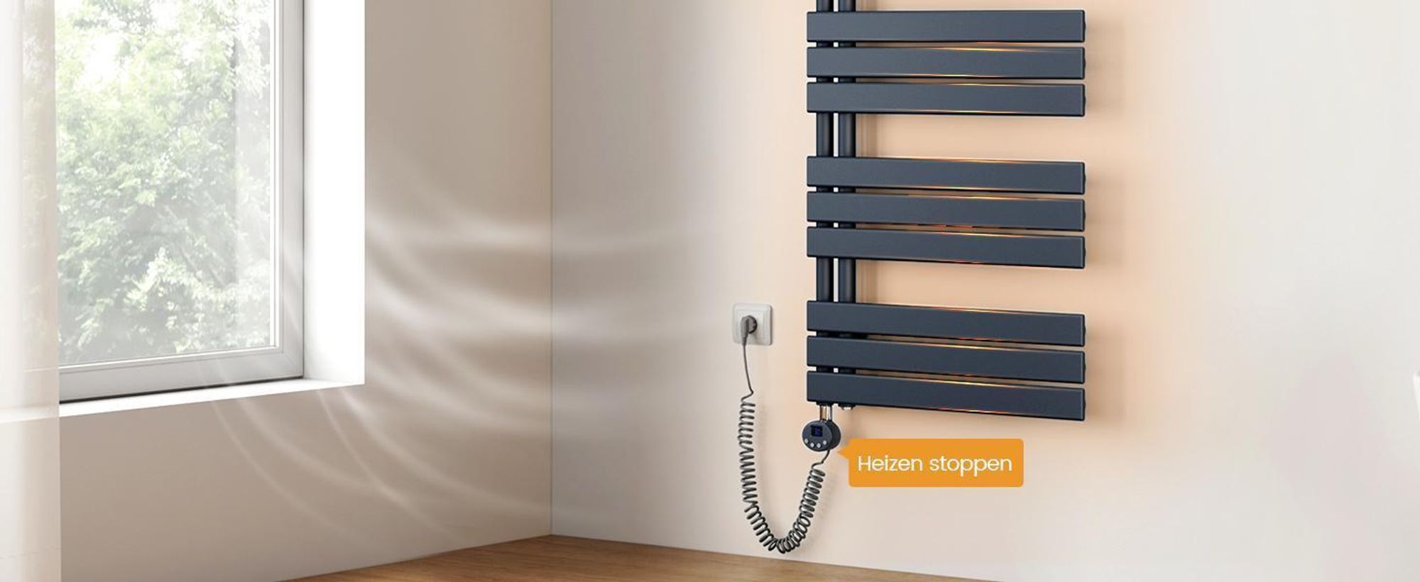 EMKE Badheizkörper Elektrisch mit Wifi App Steurung Thermostat Handtuchwärmer 1041 x 400mm Anthrazit Handtuchhalter 400W Handtuchtrockner
