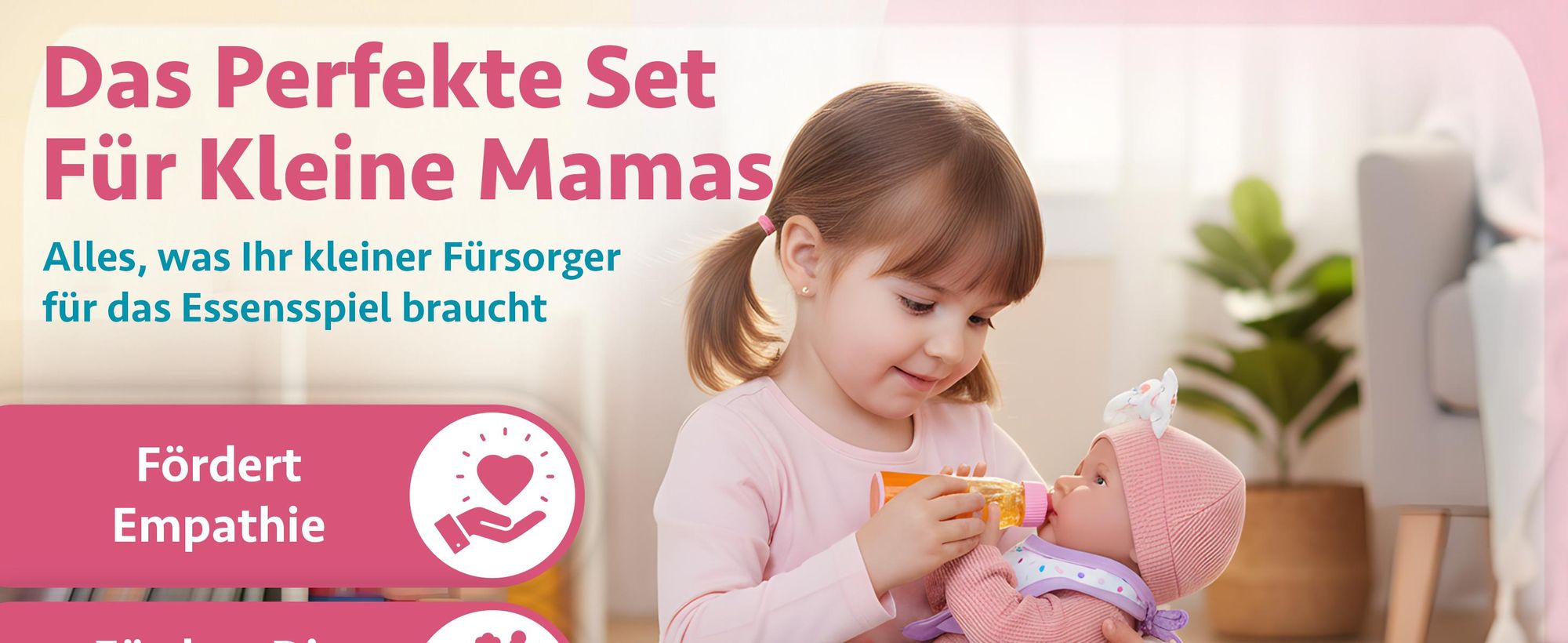 Puppen-Fütterset 8-teilig – mit magischen Fläschchen und Schnuller – realistisches Zubehör für Puppeneltern