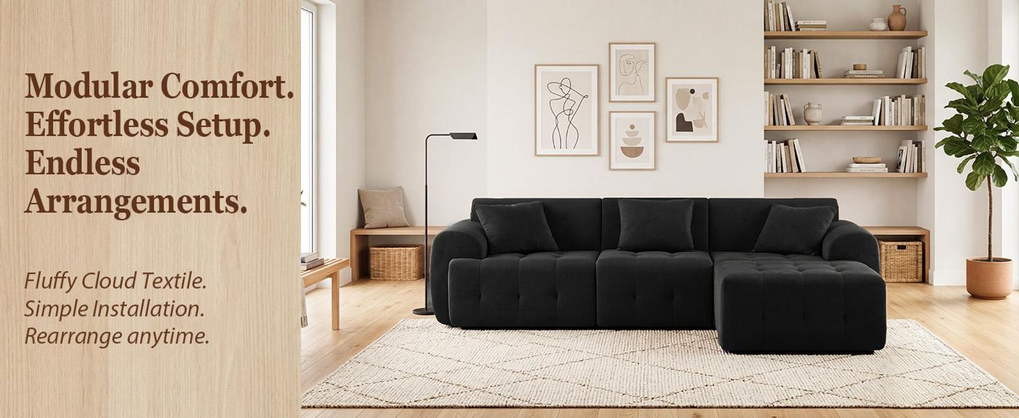 Divano ad angolo COMHOMA, 245 x 60 x 40 cm, divano modulare con funzione letto, divano letto, divano a L per soggiorno, imballato sottovuoto, combinabile in modo flessibile