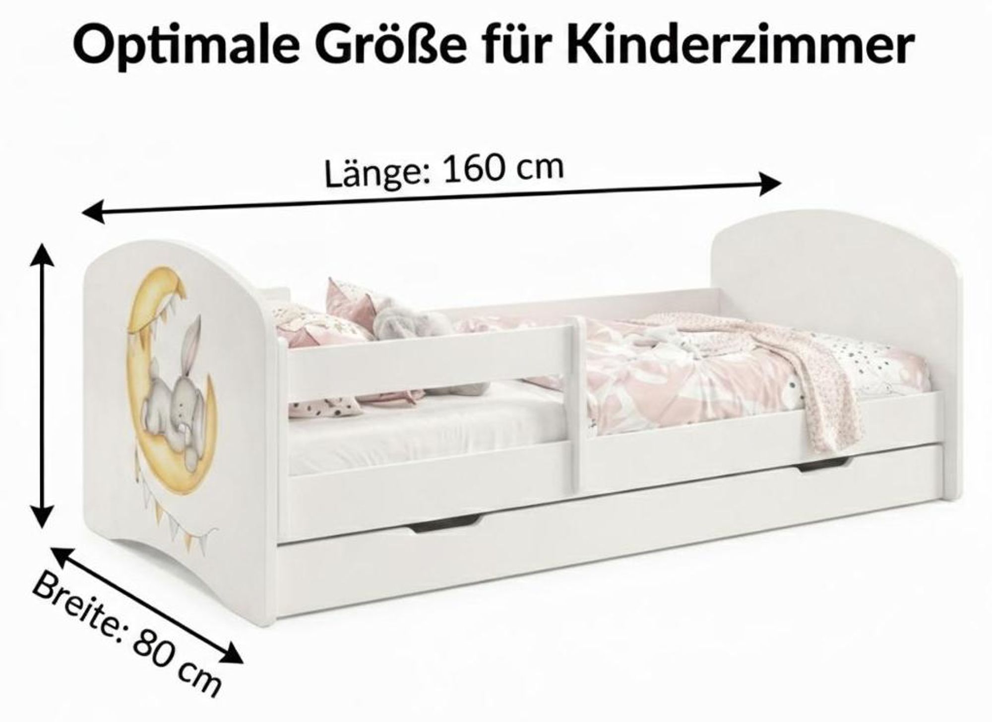 Die perfekte Größe von 160x80 passt in jedes Zimmer.