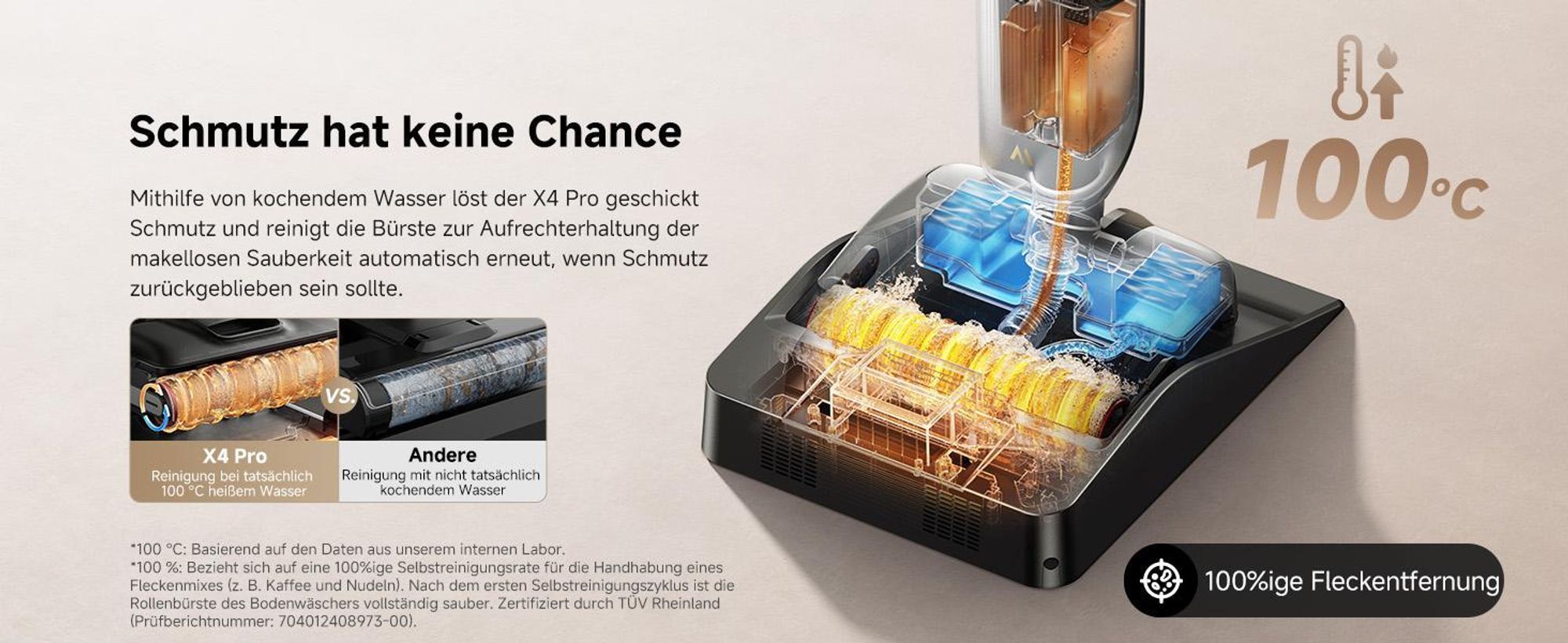 MOVA X4 Pro Nass-Trocken-Sauger, Heißwasser-Wischfunktion, Tangle-Free, Selbstreinigung bei 100 °C, 20 kPa Saugkraft, intelligente Saugkraftregelung