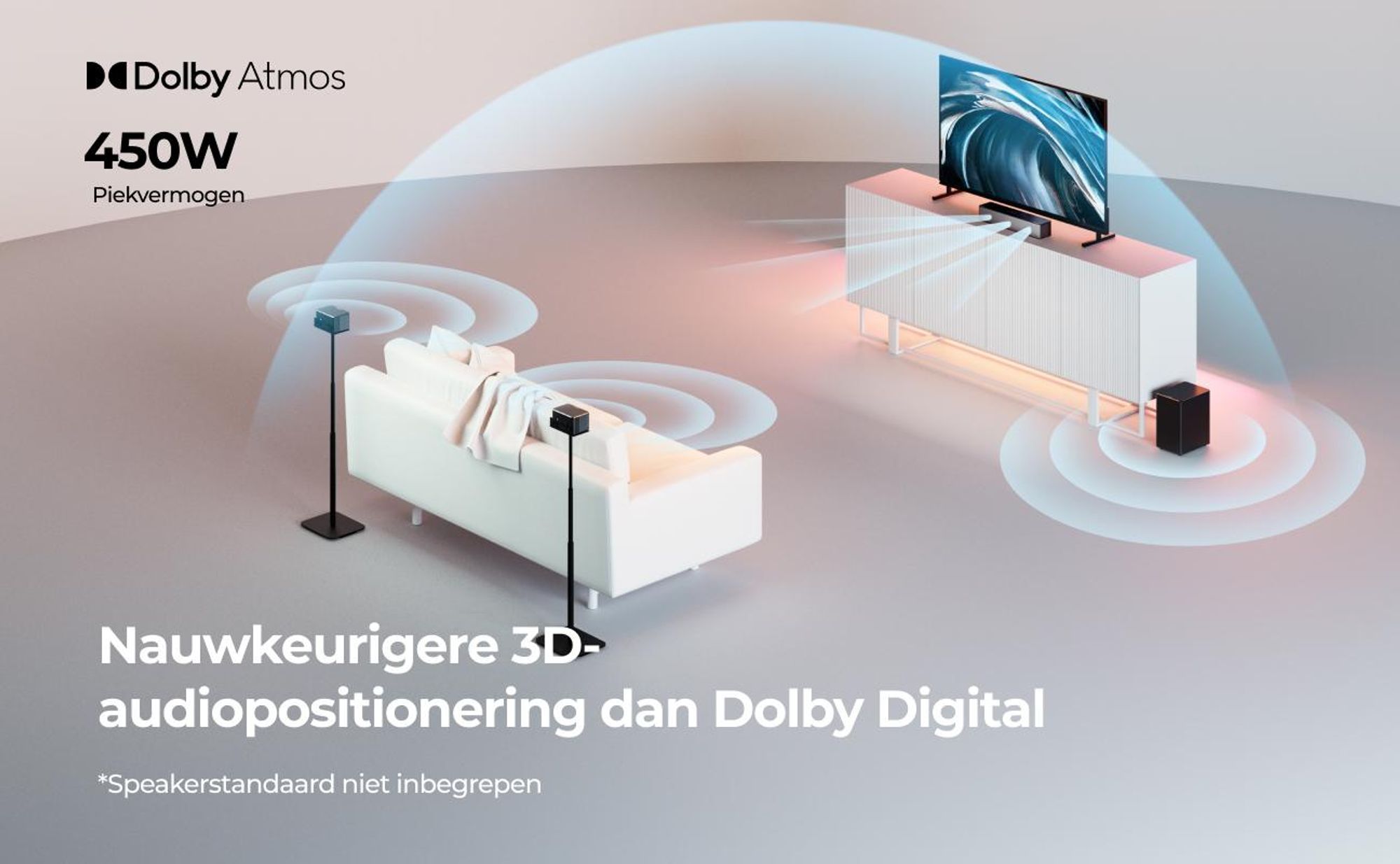 ULTIMEA 5.1 Soundbar met Dolby Atmos, 3D-omgevingsgeluidssysteem met subwoofer, 2 achterluidsprekers, Soundbar met Bluetooth 5.3 en instelbare bas